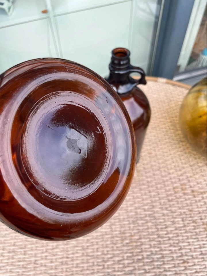 2 Vintage Amber Large Bottles - photo 3