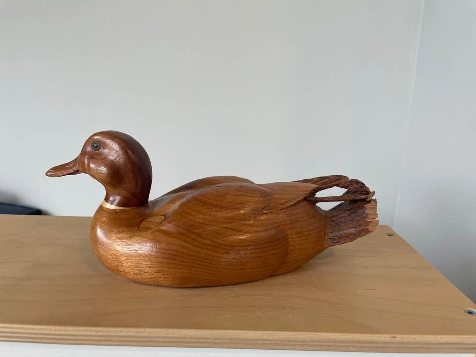 Vintage Hand-Carved Wood Duck Decoy - Signed - photo 2
