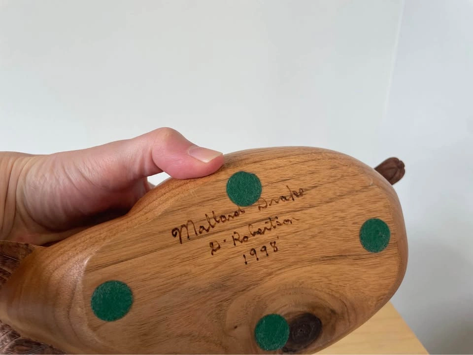 Vintage Hand-Carved Wood Duck Decoy - Signed - photo 3