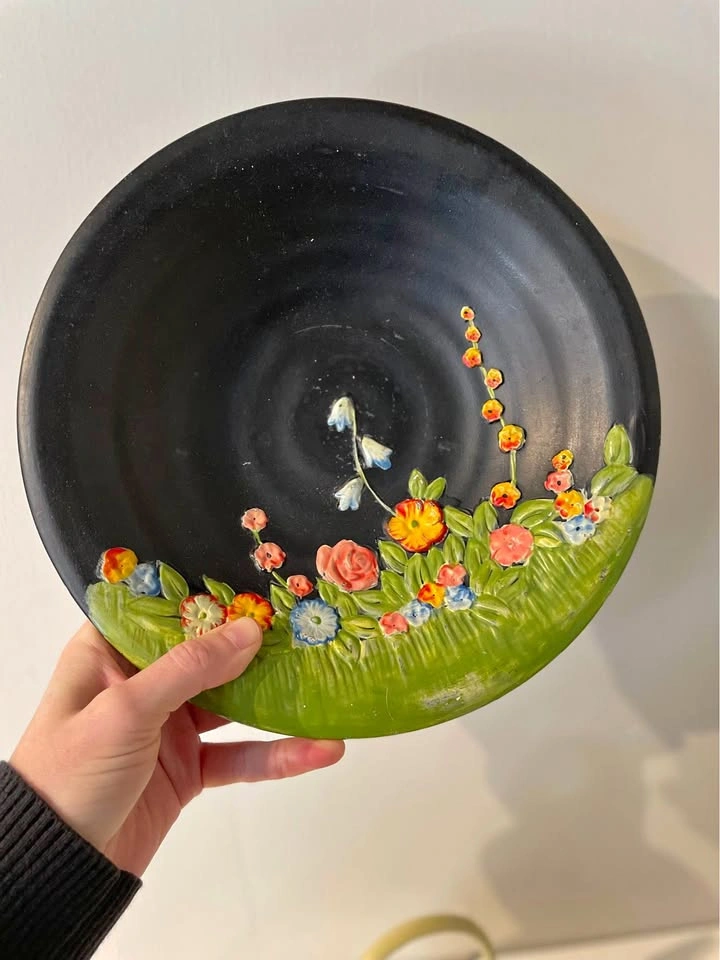 Vintage floral footed bowl