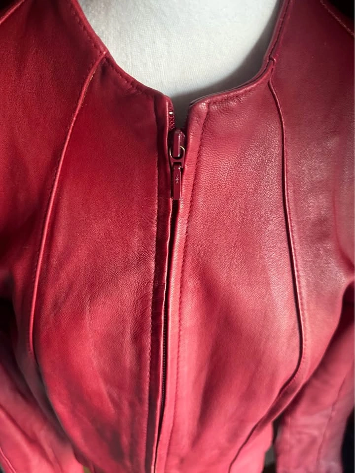 Y2K Genuine Leather Jacket - Canadian Design - Red XS - photo 2