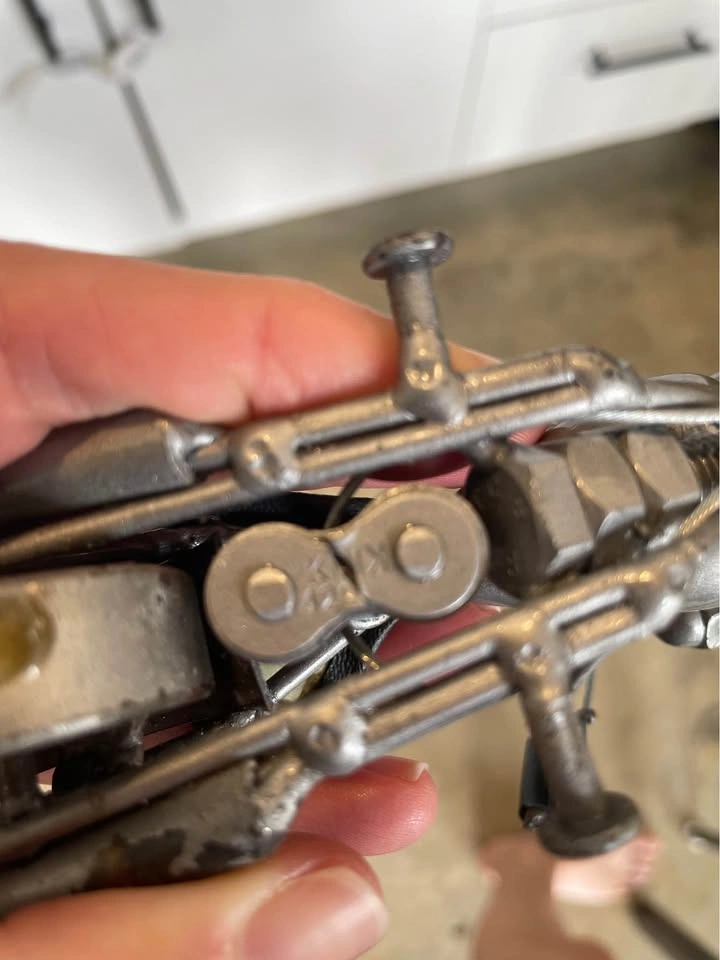 Handcrafted Scrap Metal Chopper Motorcycle Sculpture - photo 5