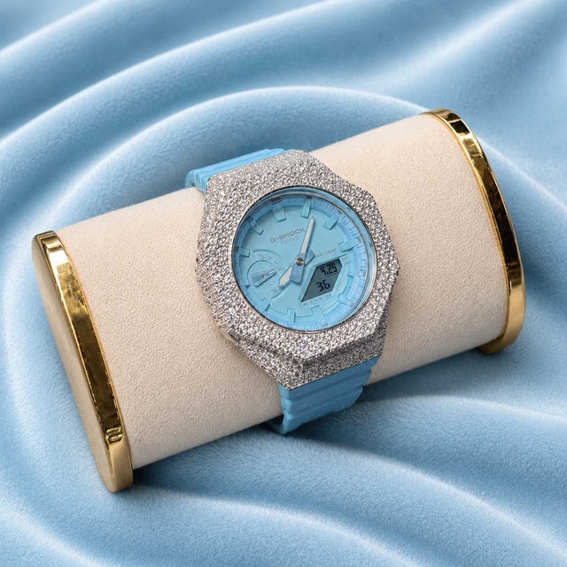 Moissanite 925 Silver Covered Authentic Blue Casio G-SHOCK - photo 2