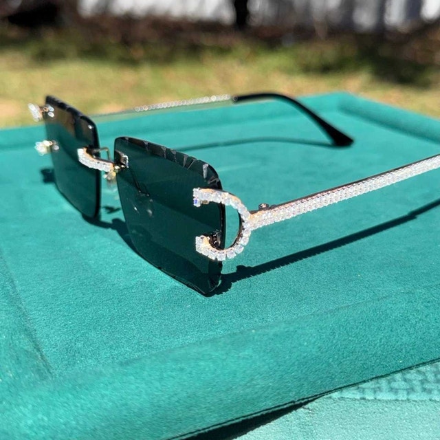 Black Iced Out Designer Glasses