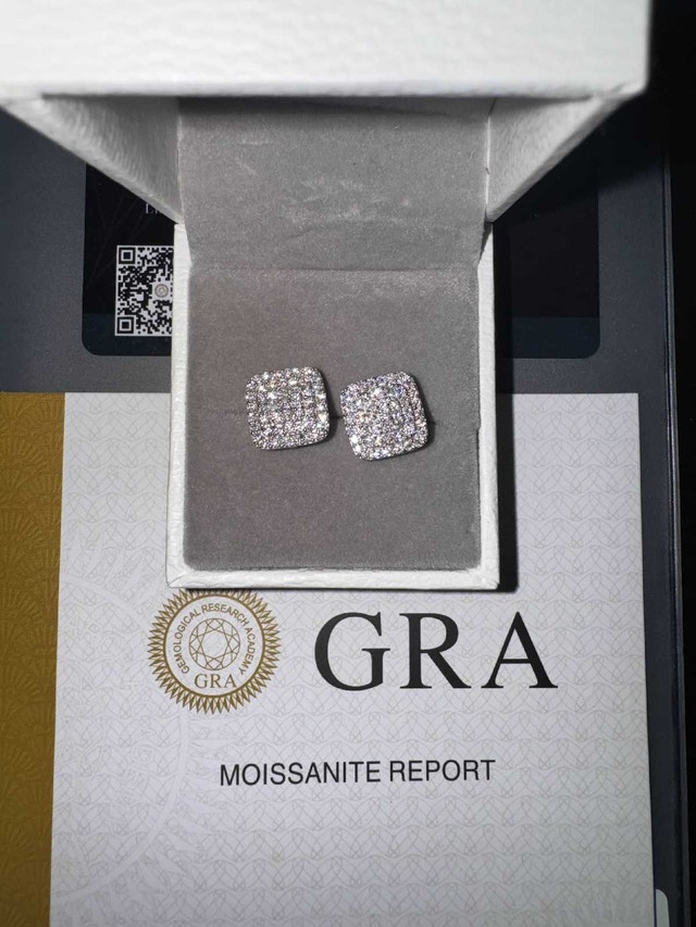 11mm Square Moissanite Earrings