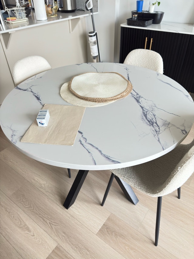 Modern Marble Dining Set • Verona Table + 4 Joss Chairs