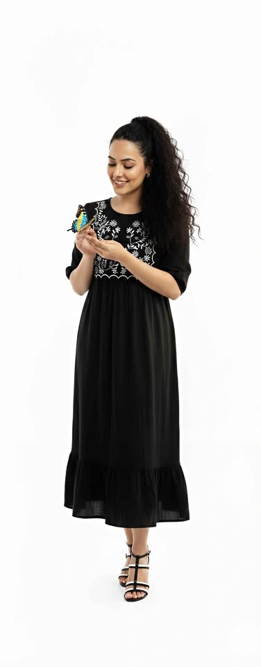 Imported Black Embroidered Frock