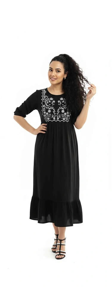 Imported Black Embroidered Frock - photo 2