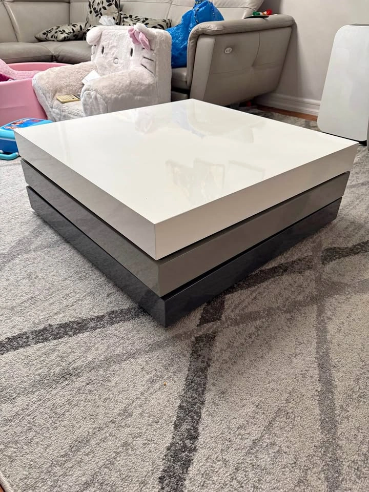3-tone swivel coffee table with storage