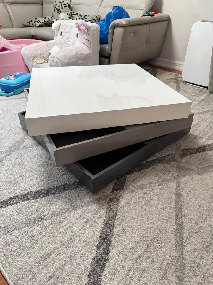 3-tone swivel coffee table with storage - photo 2