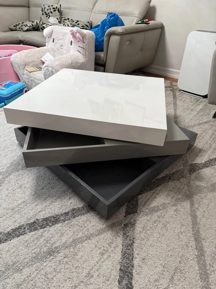3-tone swivel coffee table with storage - photo 3
