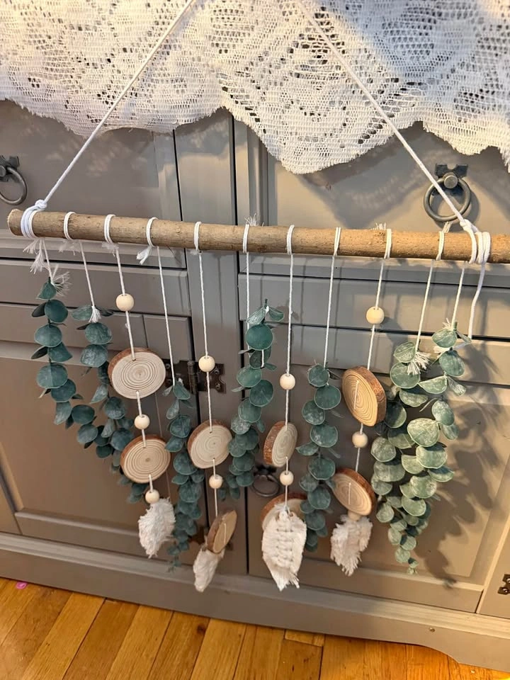 Decorative Sage and Wood Hanging Piece - 2 available