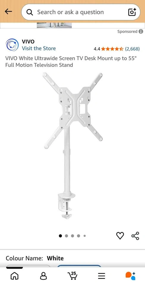 VIVO White Ultrawide Monitor Desk Mount up to 55" - photo 3