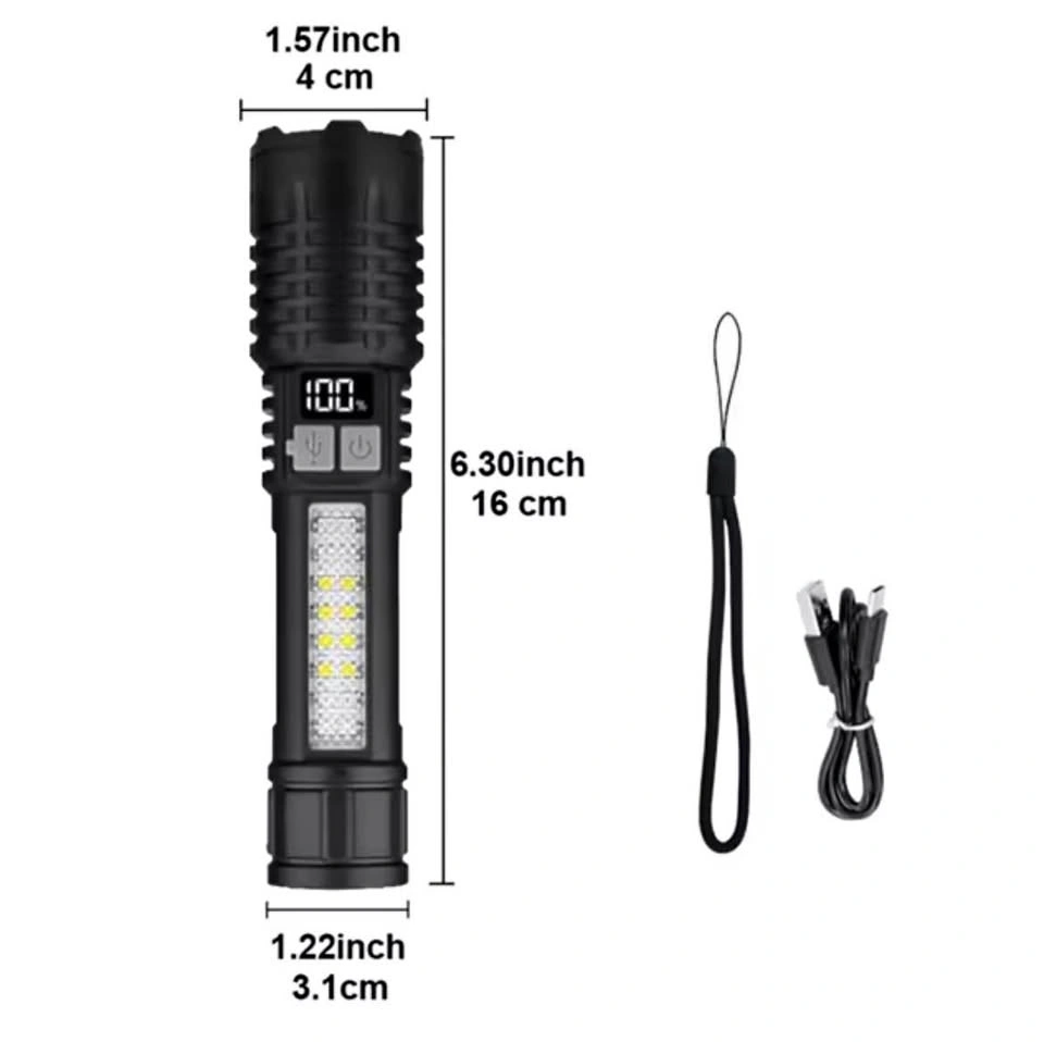 Powerful LED Flashlight USB Rechargeable Tactical Torch
