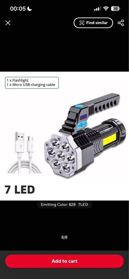 High Power Rechargeable LED Flashlight with COB Side Light