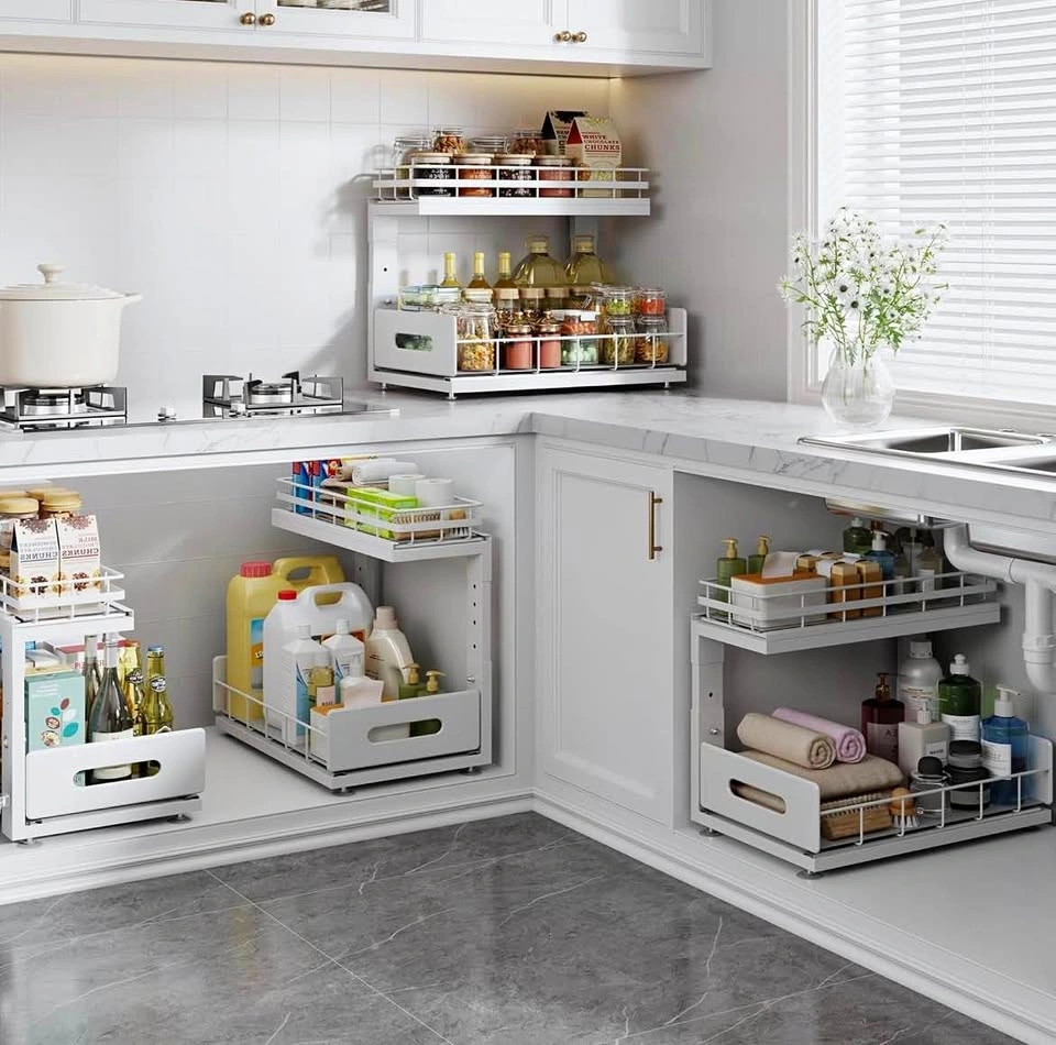 Under Sink Organizer w/ Pro Rails, 2-Tier Pull Out