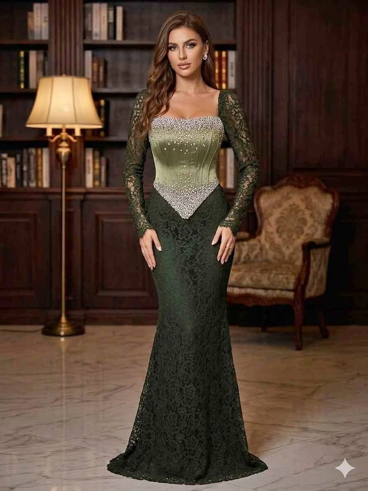 Emerald Green Strapless Formal Gown