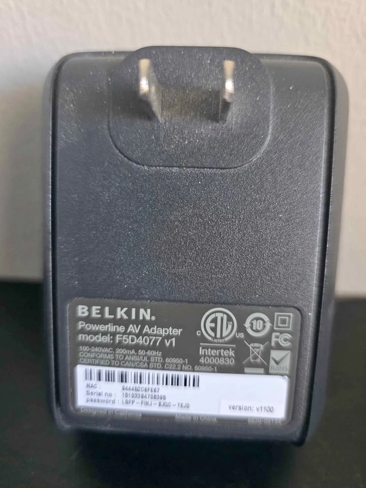 Belkin Powerline AV Adapter F5D4077 v1