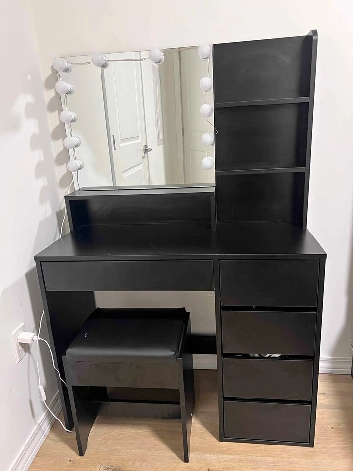 Rosh Makeup Vanity Desk Set with Light & Stool