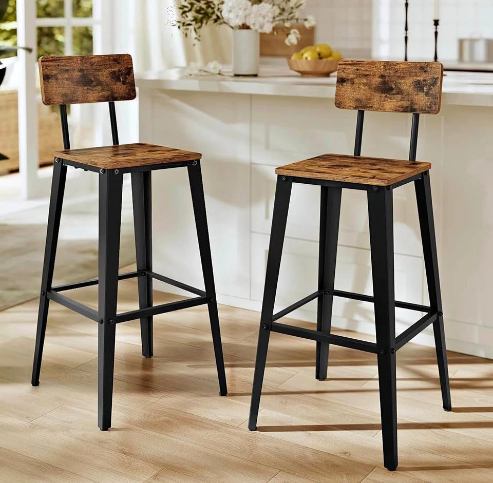New Bar Stools, Set of 2, 29.1" Tall, Steel Frame