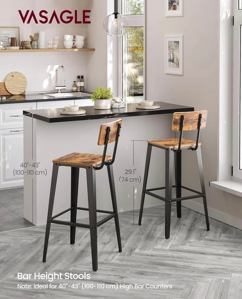 New Bar Stools, Set of 2, 29.1" Tall, Steel Frame - photo 2