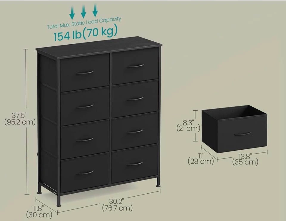 8-Drawer Fabric Chest of Drawers - Steel Frame - photo 2