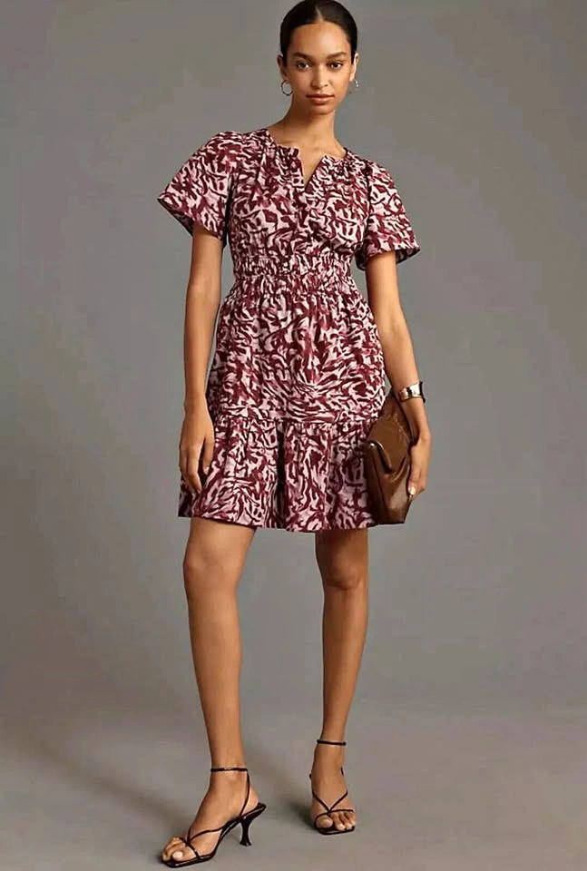 Anthropologie Somerset Cotton Mini Dress Purple ~ XS Petite **BN