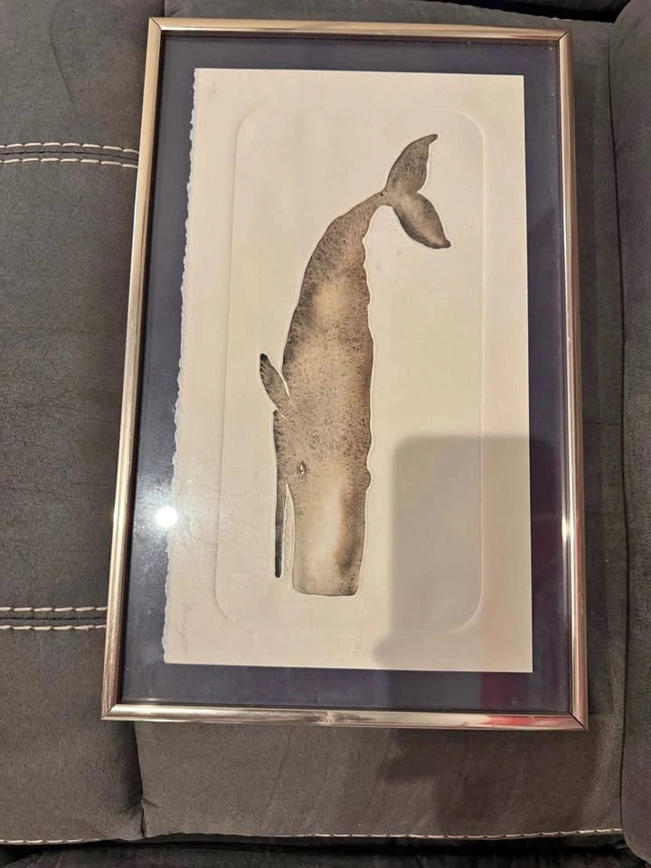 Whale art framed