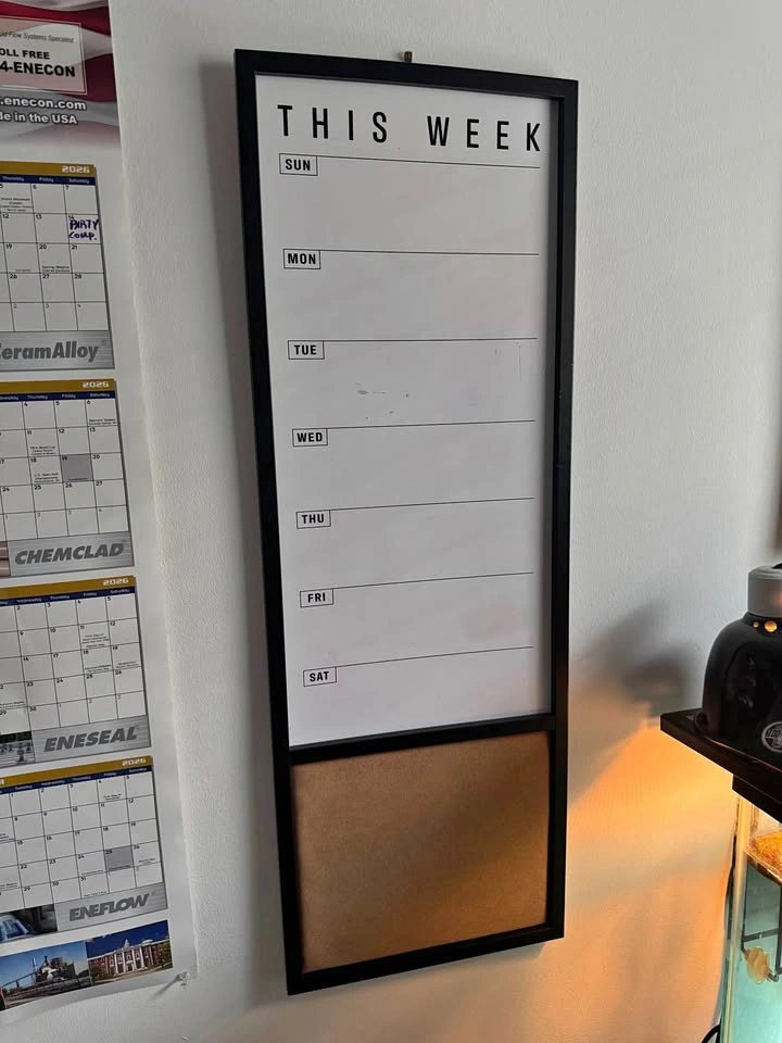 Whiteboard Weekly Planner with Cork Board