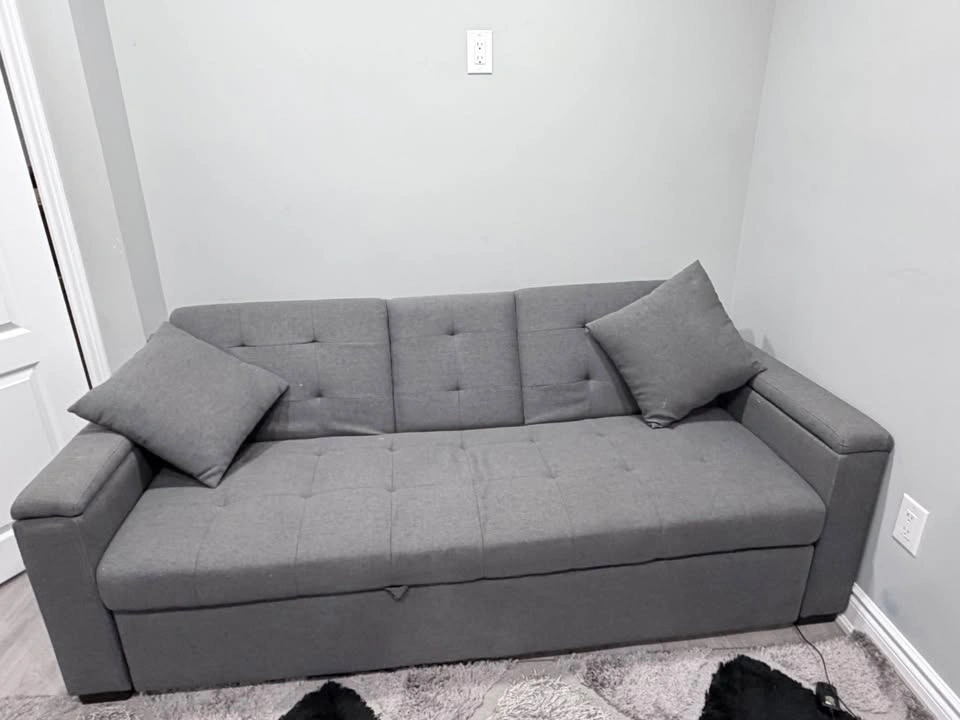 Grey pull out sofa bed with storage - photo 2
