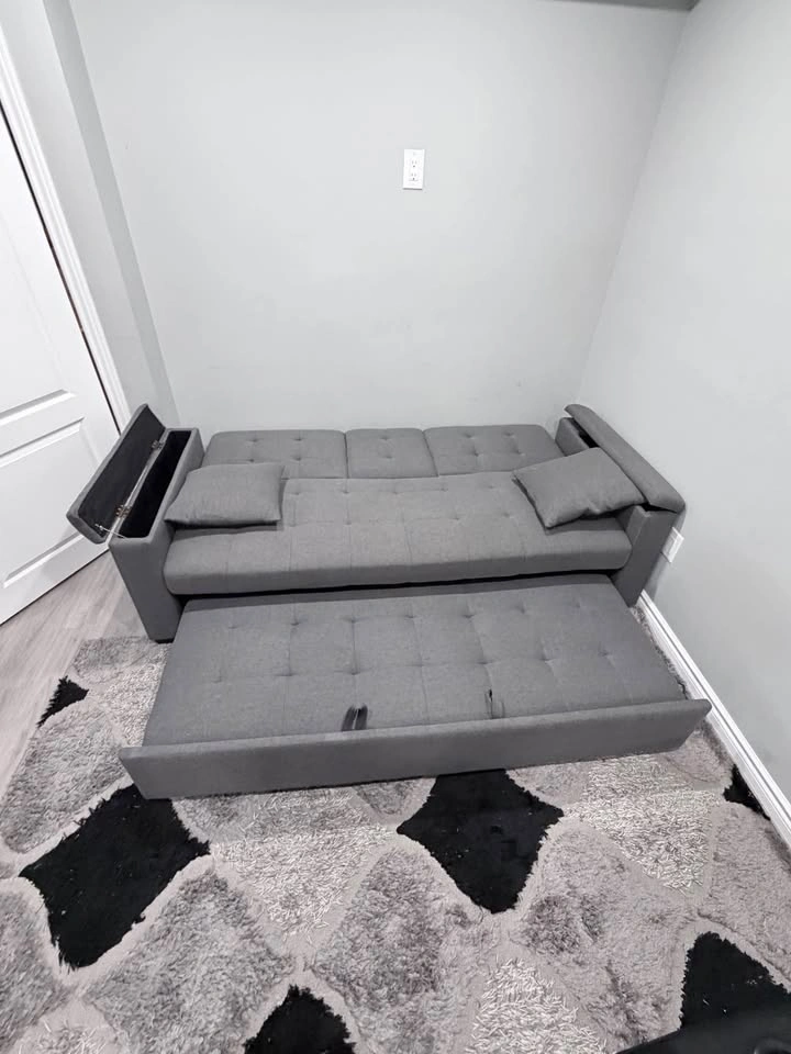 Grey pull out sofa bed with storage - photo 3