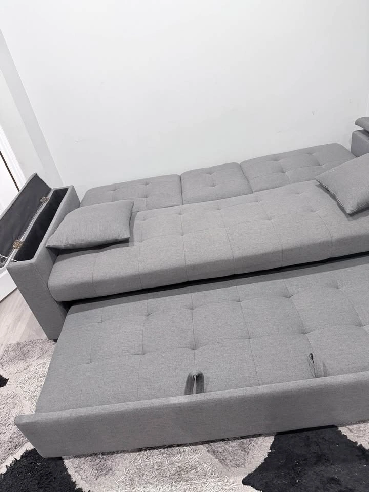 Grey pull out sofa bed with storage - photo 4