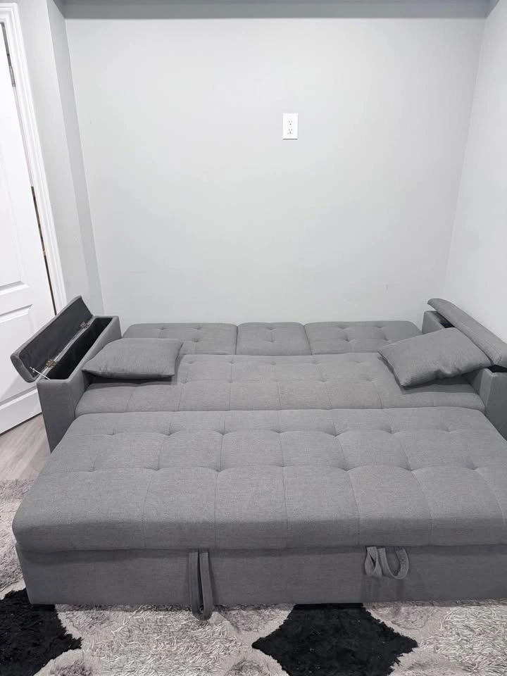 Grey pull out sofa bed with storage - photo 5