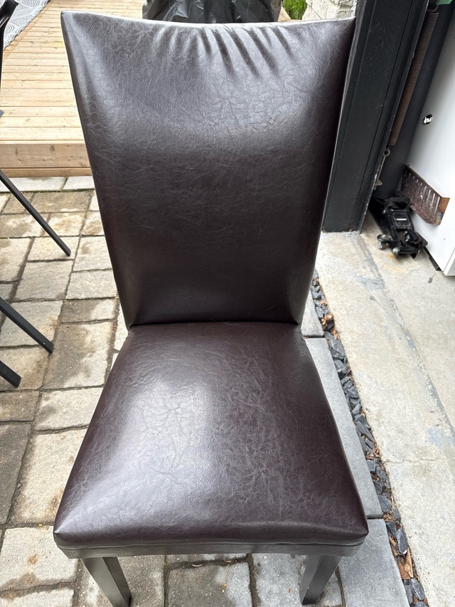4 Dark Brown Faux Leather Dining Chairs - photo 2