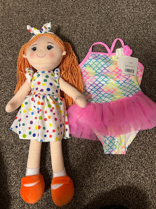 Baby Swimsuit & Rag Doll Bundle