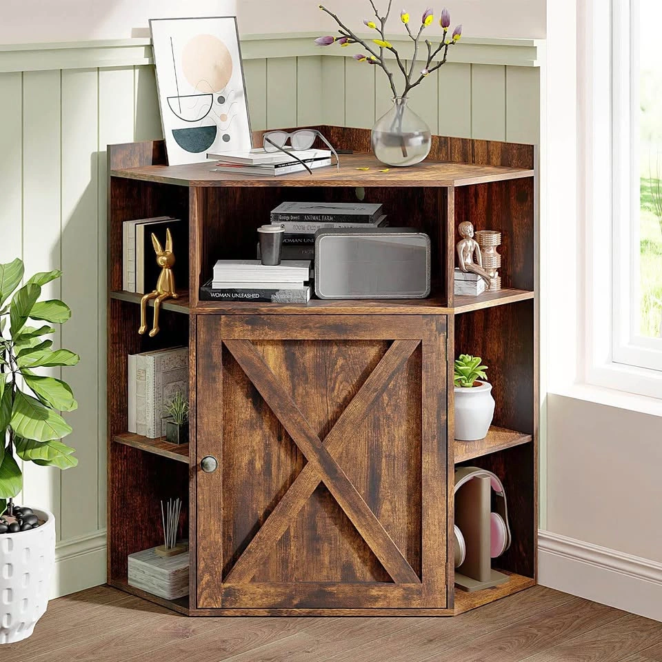 Corner Cabinet Storage Shelf w/ USB Ports & Outlets – Brand New