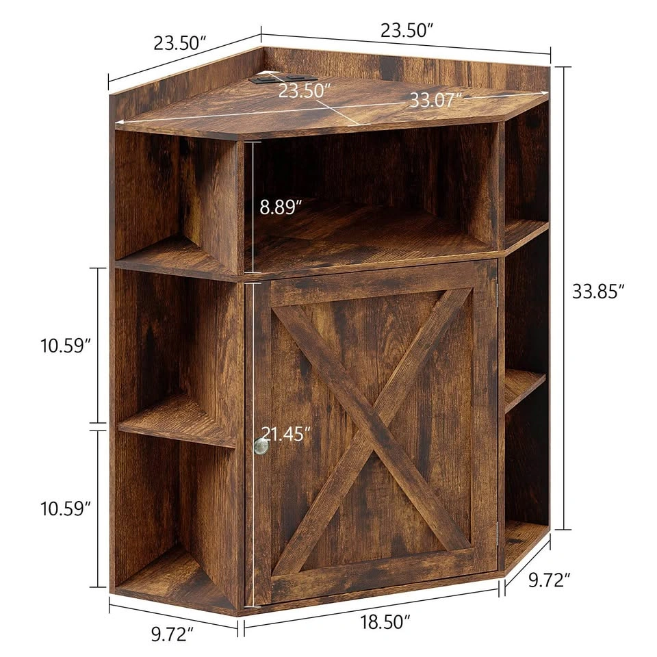 Corner Cabinet Storage Shelf w/ USB Ports & Outlets – Brand New - photo 2