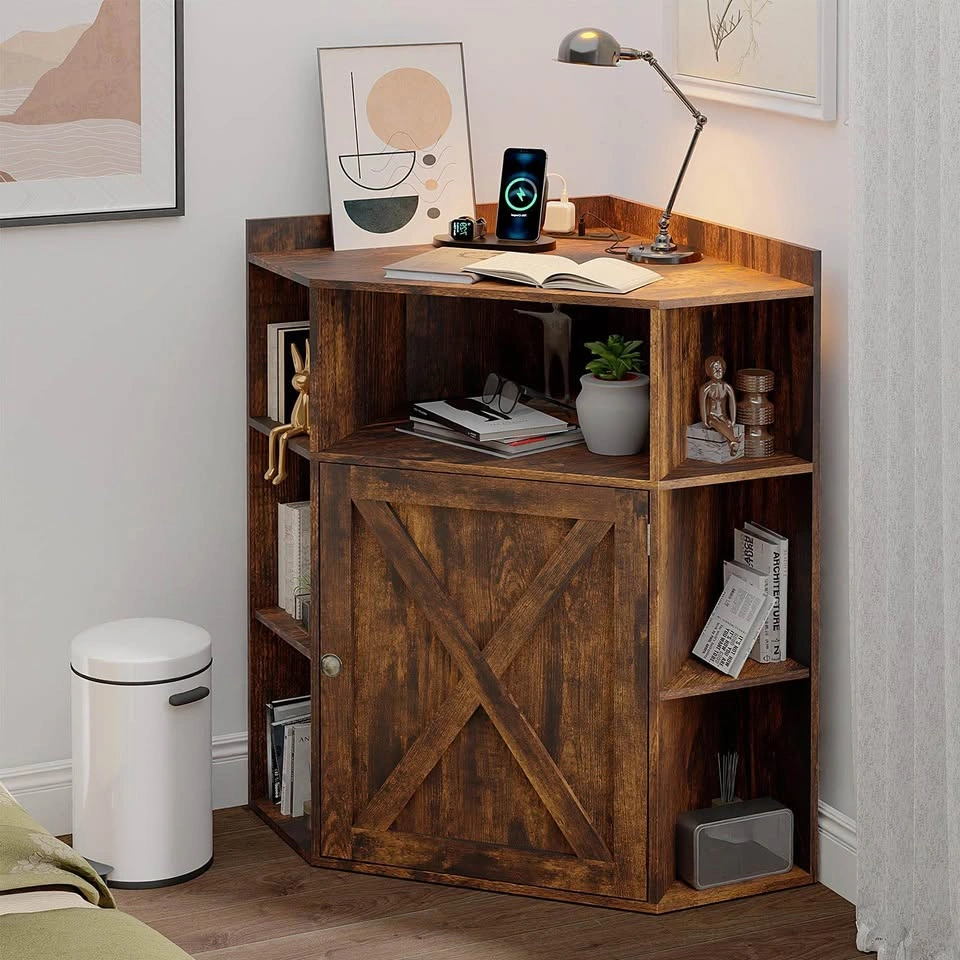 Corner Cabinet Storage Shelf w/ USB Ports & Outlets – Brand New - photo 5