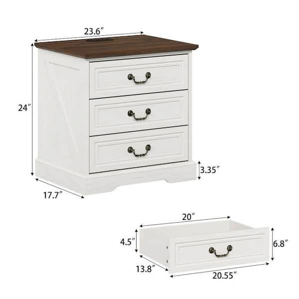 Brand New Solid Wood White Nightstand w/ Charging Station - photo 3