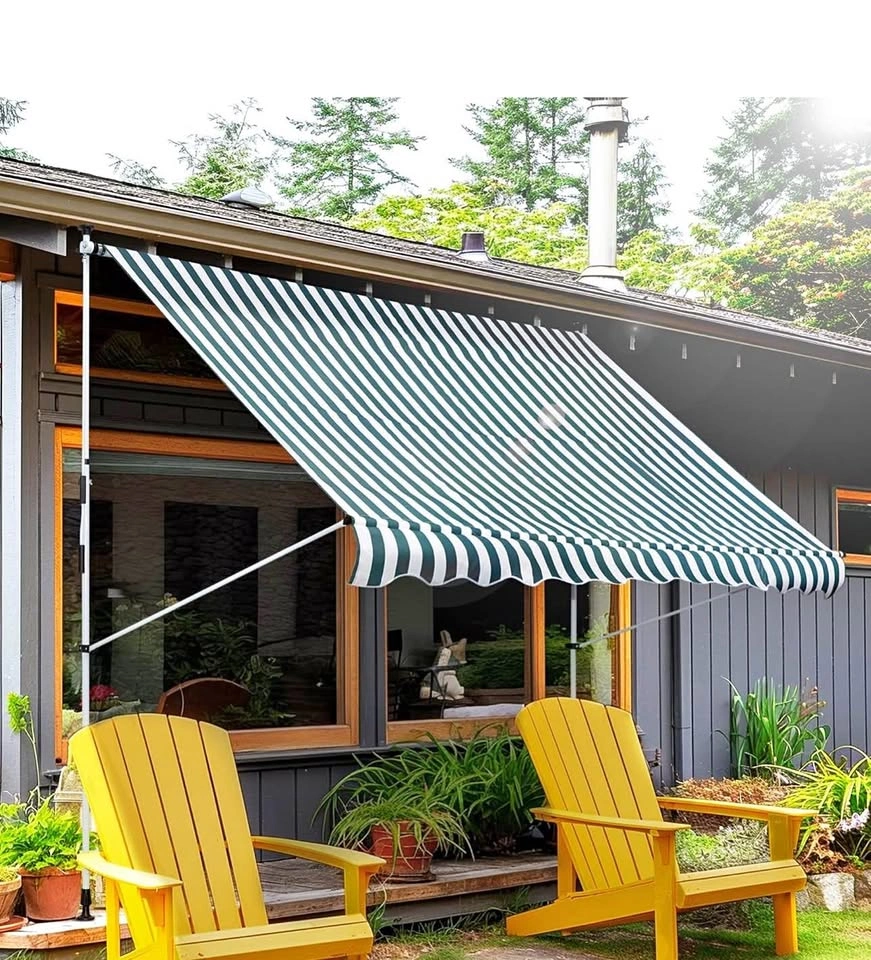 Outsunny 10x5ft Manual Retractable Awning – Patio Sun Shade Cano