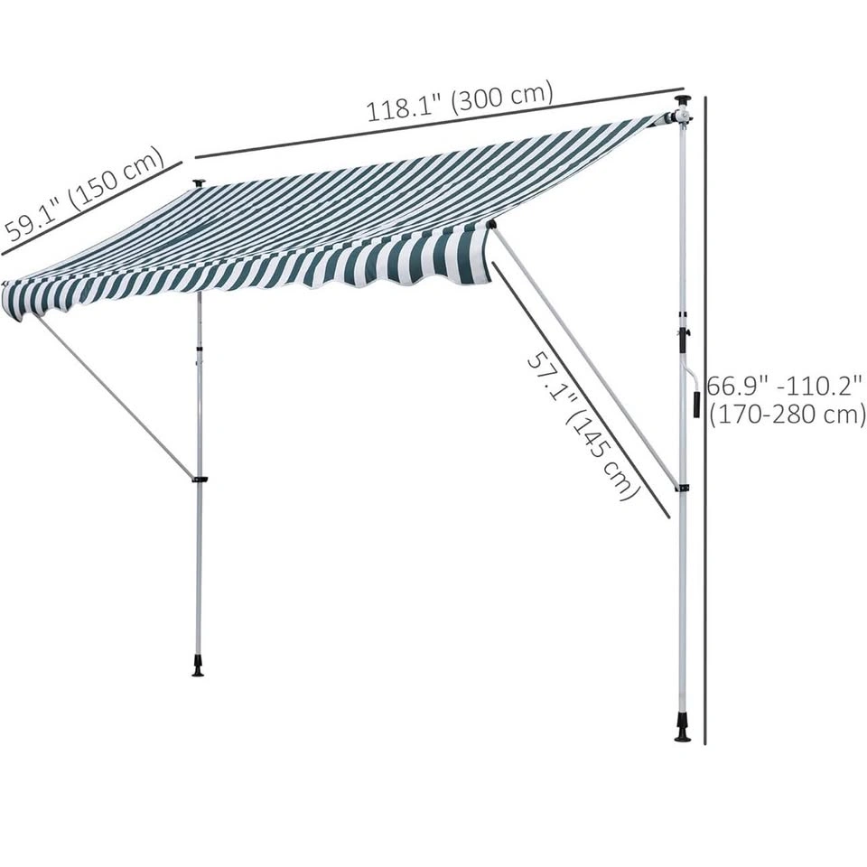 Outsunny 10x5ft Manual Retractable Awning – Patio Sun Shade Cano - photo 2