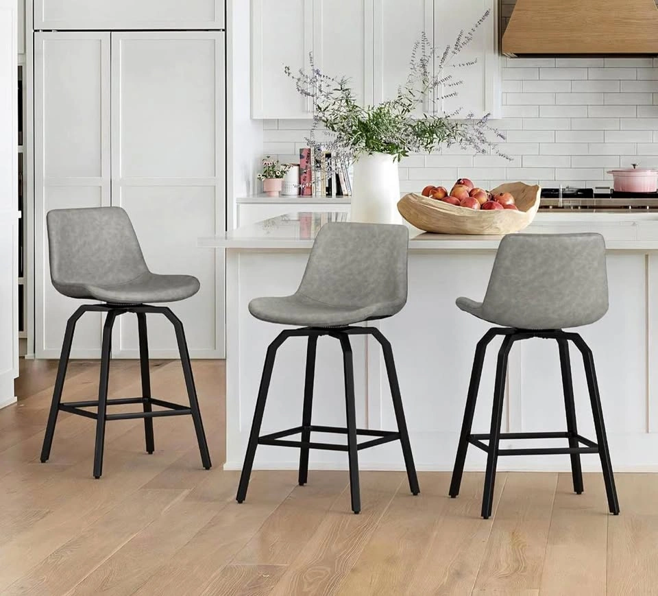 LUE BONA 360° Swivel Bar Stools Set of 3 – 26” Counter Height, G