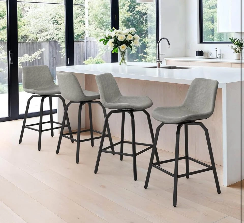 LUE BONA 360° Swivel Bar Stools Set of 3 – 26” Counter Height, G - photo 5