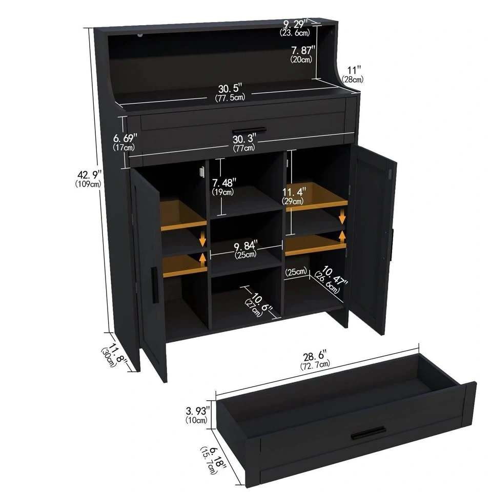 Black Kitchen Storage Cabinet with Drawer & Shelves - photo 3