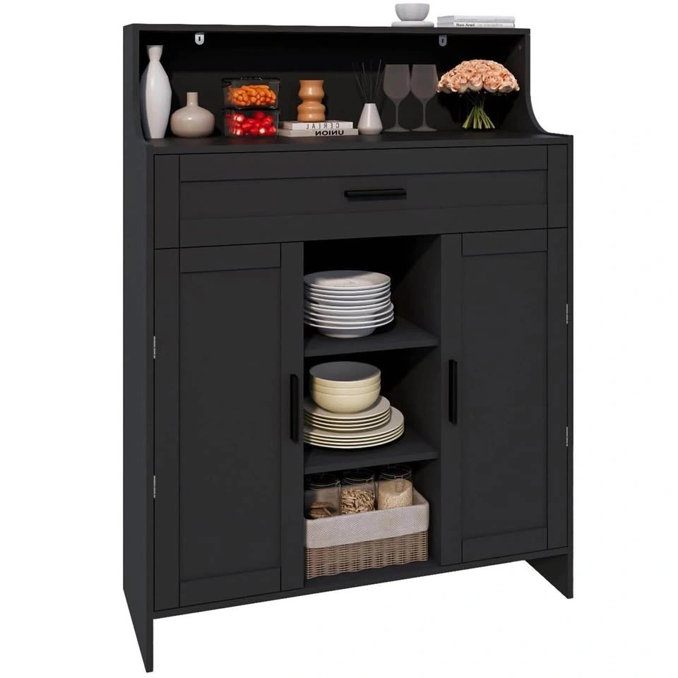 Black Kitchen Storage Cabinet with Drawer & Shelves - photo 5