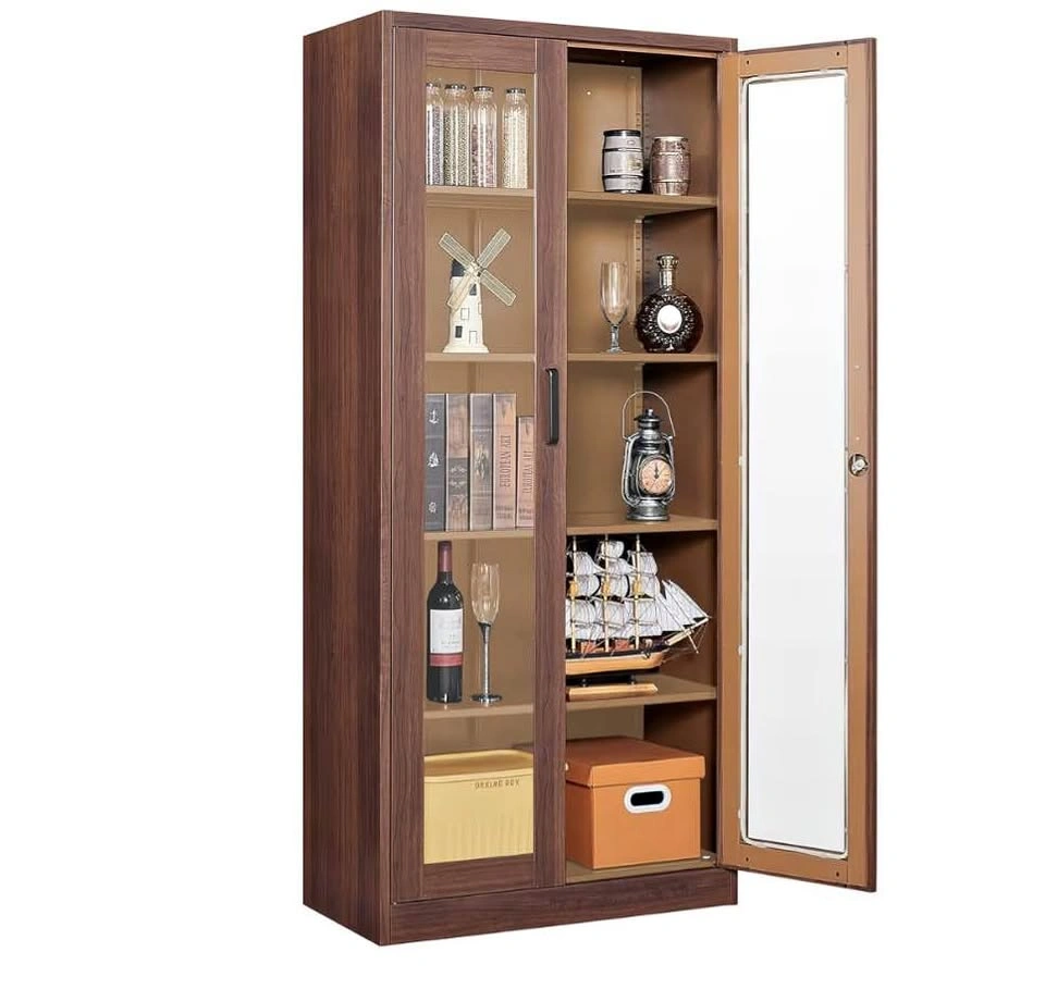 Glass Display Cabinet – Lockable, 4 Shelves, Assembled