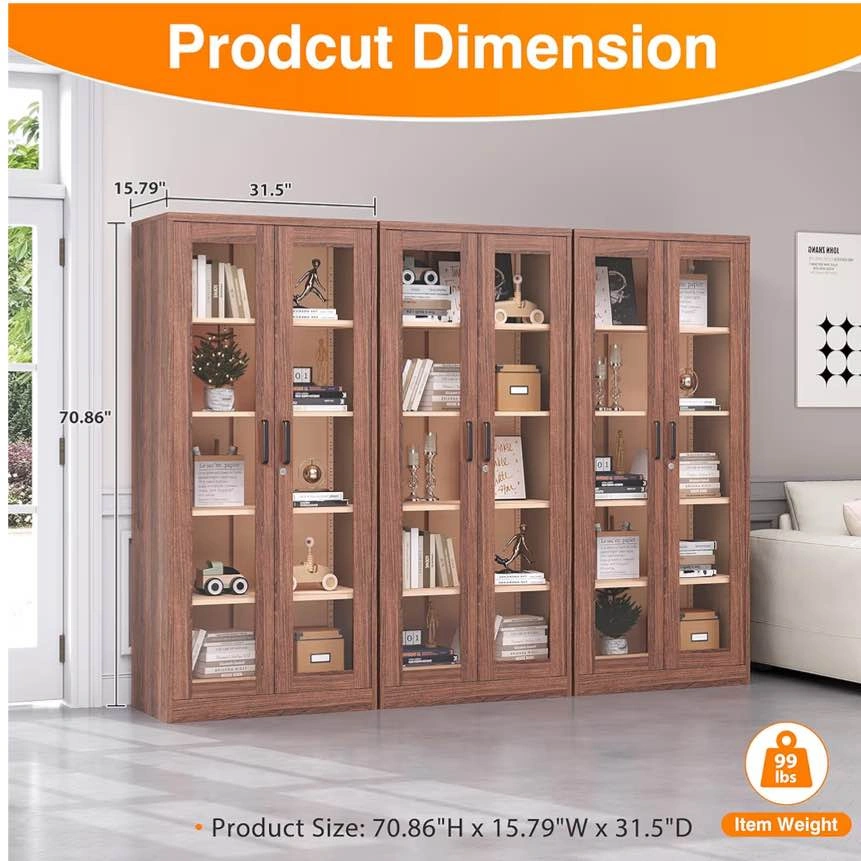 Glass Display Cabinet – Lockable, 4 Shelves, Assembled - photo 3