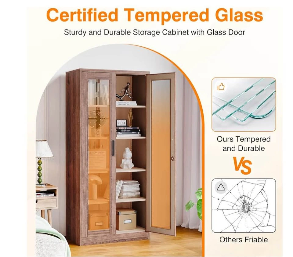Glass Display Cabinet – Lockable, 4 Shelves, Assembled - photo 5