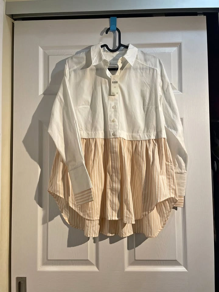 Anthropologie 100% Cotton Twofer Layered Tiered Buttondown Shirt