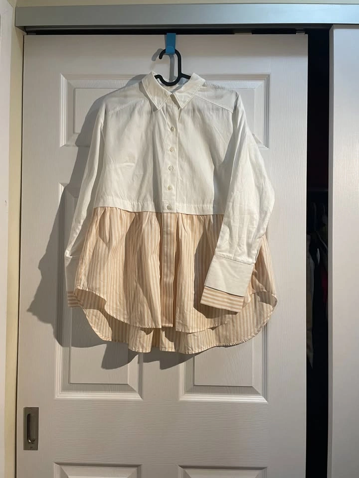 Anthropologie 100% Cotton Twofer Layered Tiered Buttondown Shirt - photo 2